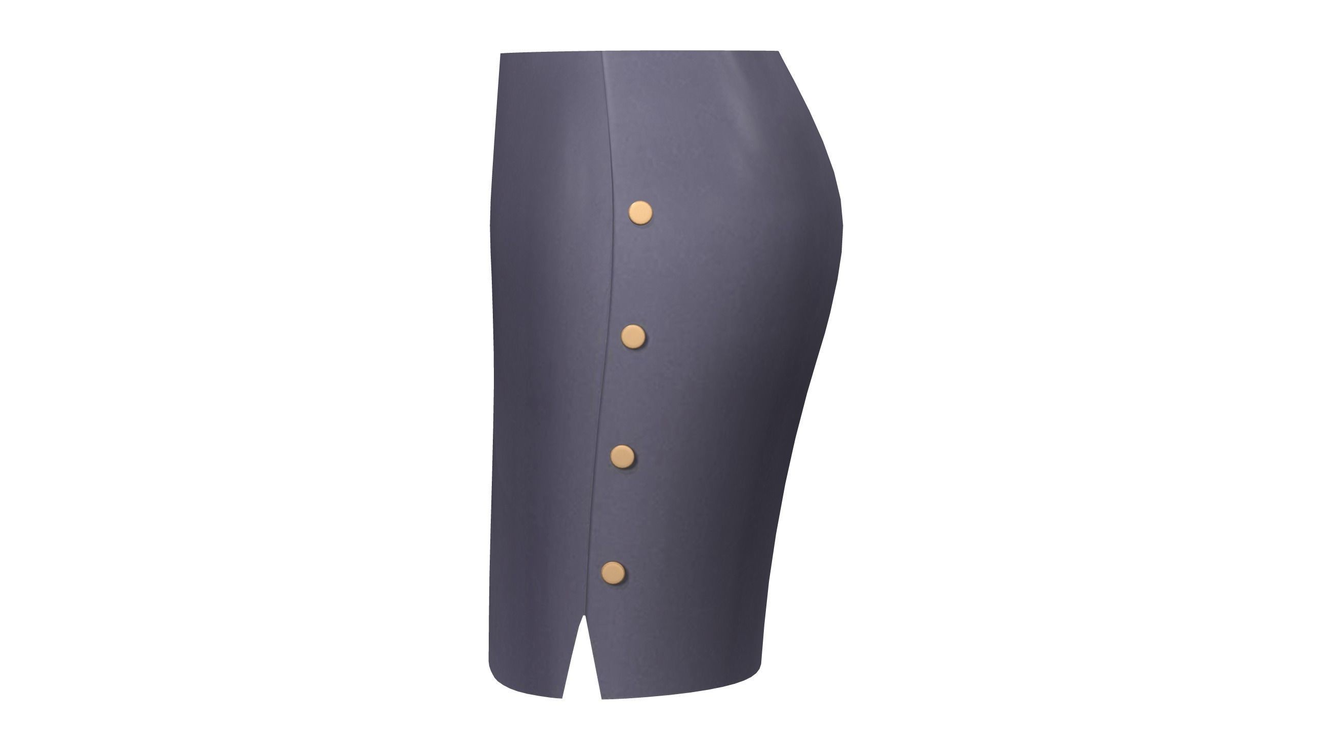 Side Button Up Uniform Skirt Low-poly 3D model_3