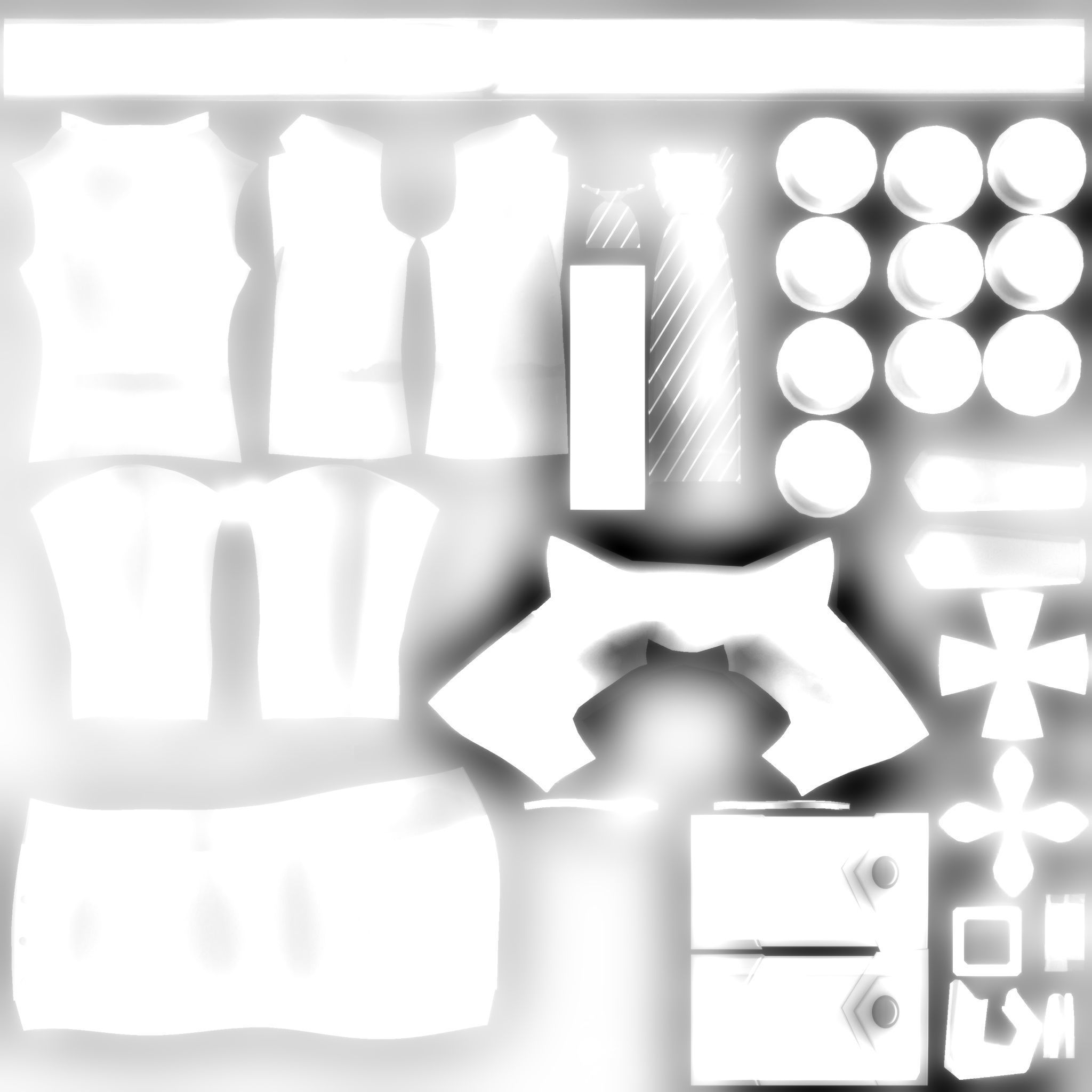 Side Button Up Uniform Skirt Low-poly 3D model_11