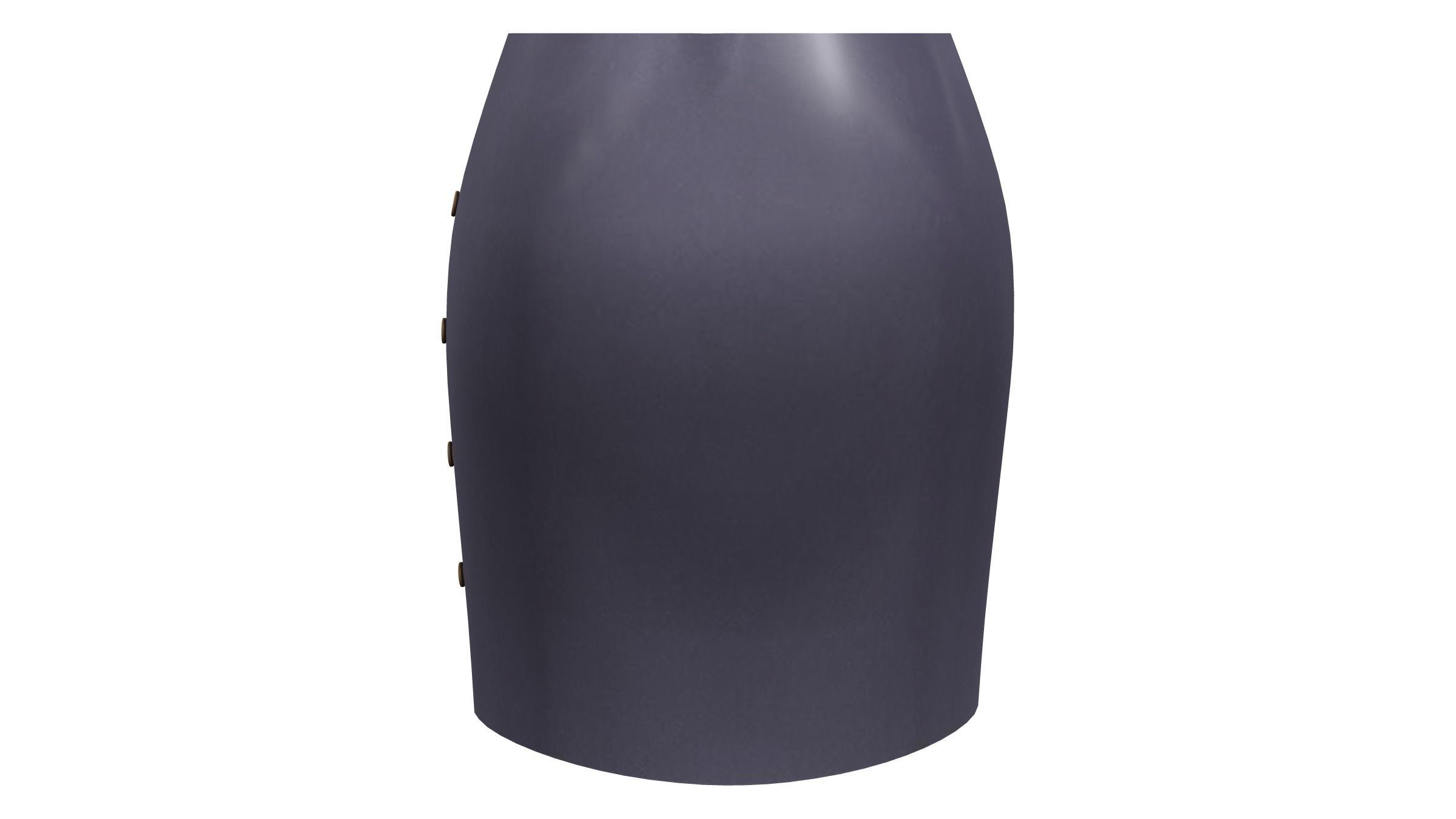Side Button Up Uniform Skirt Low-poly 3D model_5