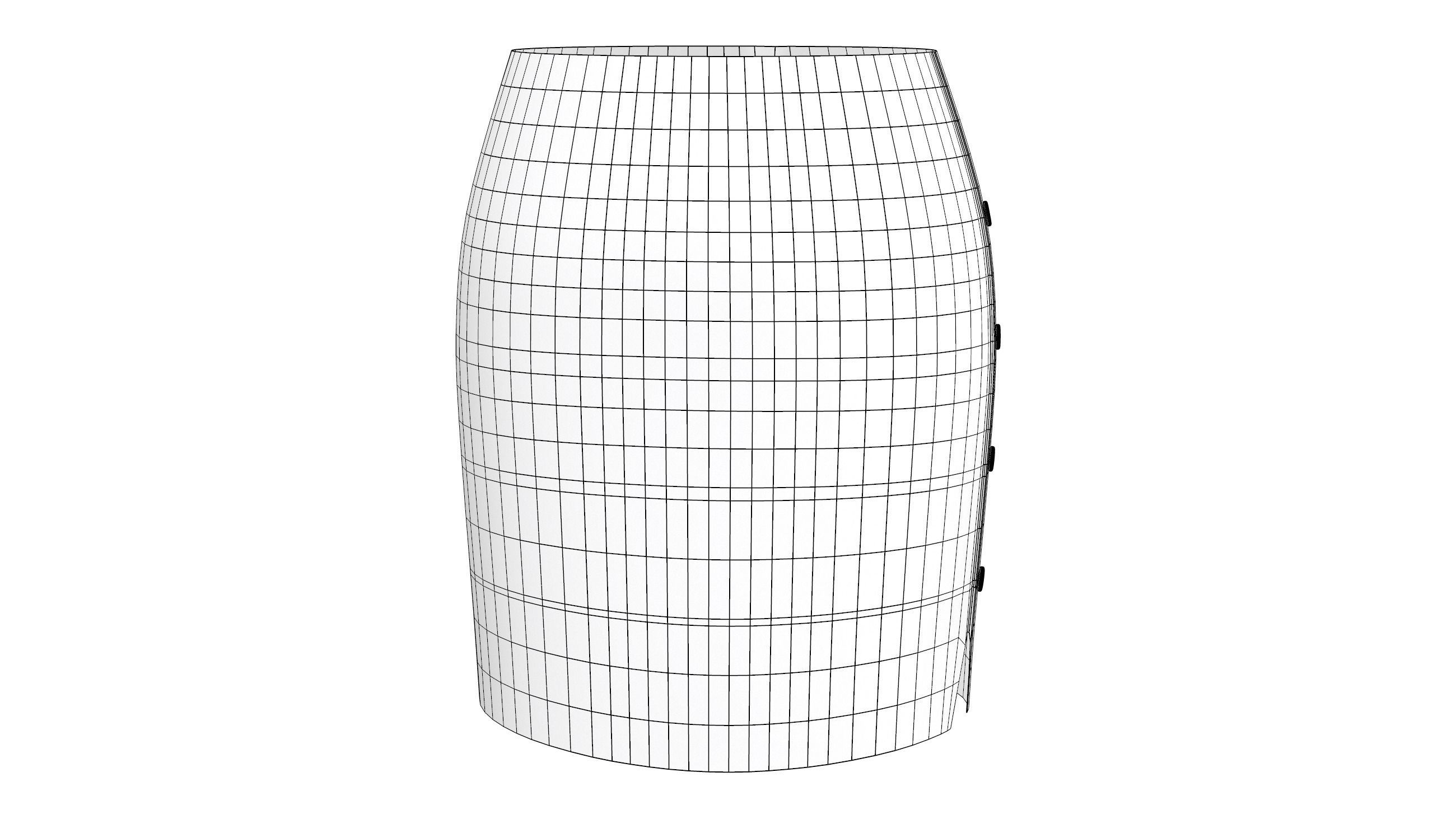 Side Button Up Uniform Skirt Low-poly 3D model_6