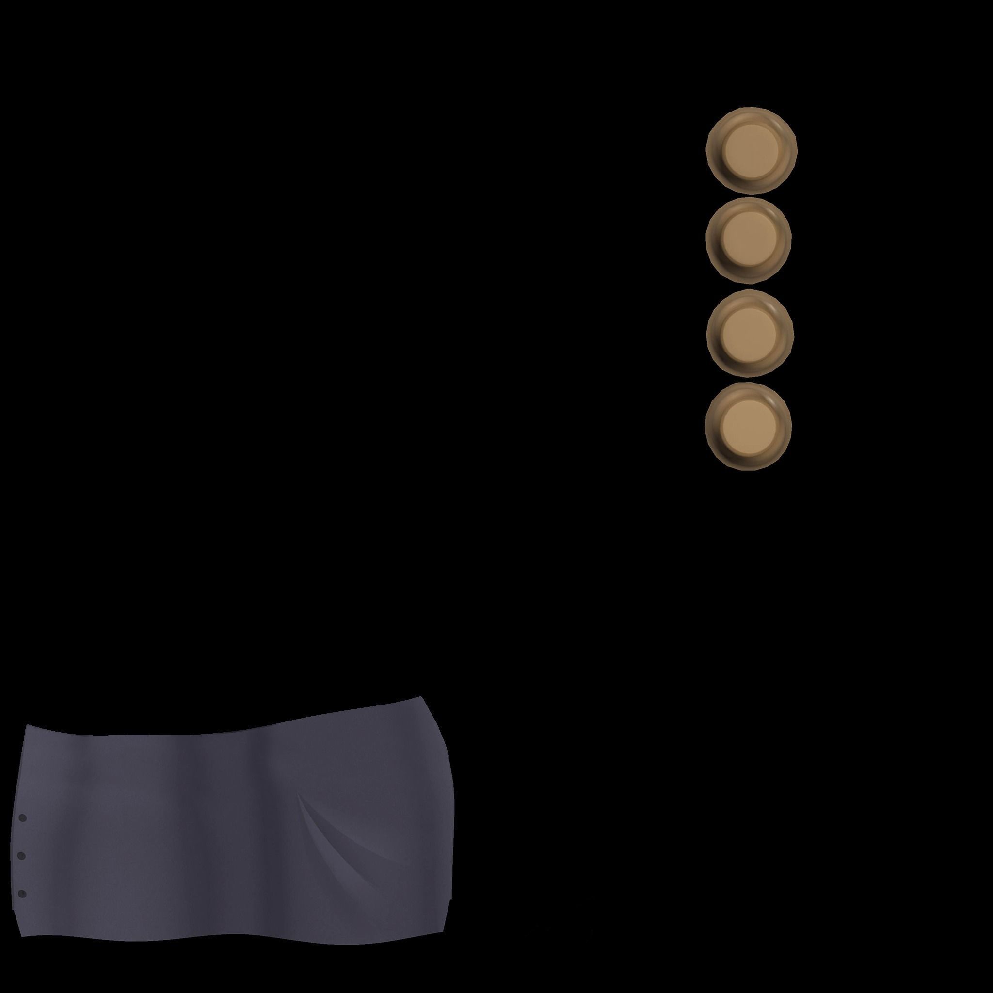Side Button Up Uniform Skirt Low-poly 3D model_9
