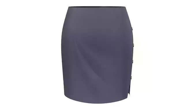 Side Button Up Uniform Skirt