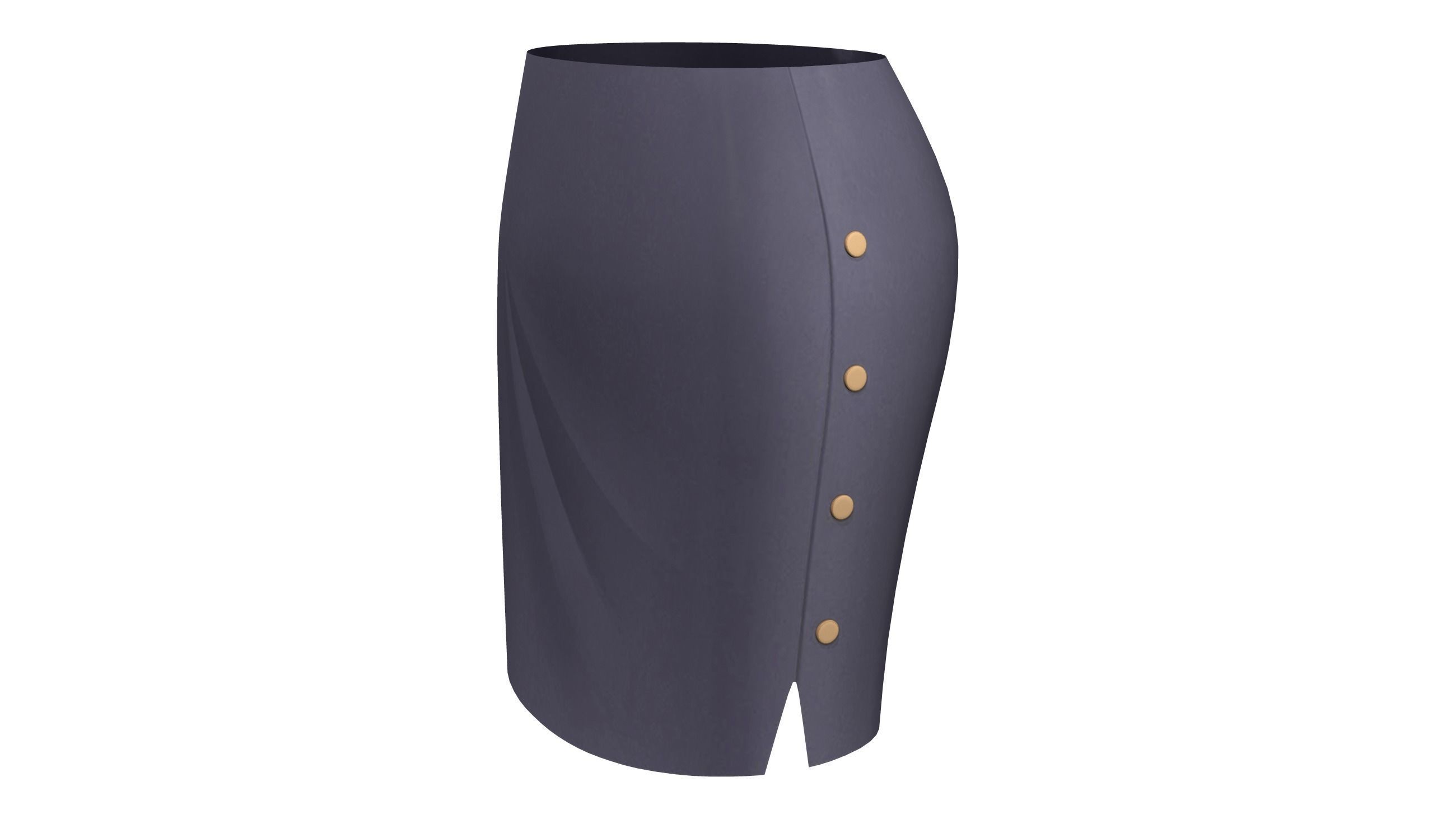 Side Button Up Uniform Skirt Low-poly 3D model_2