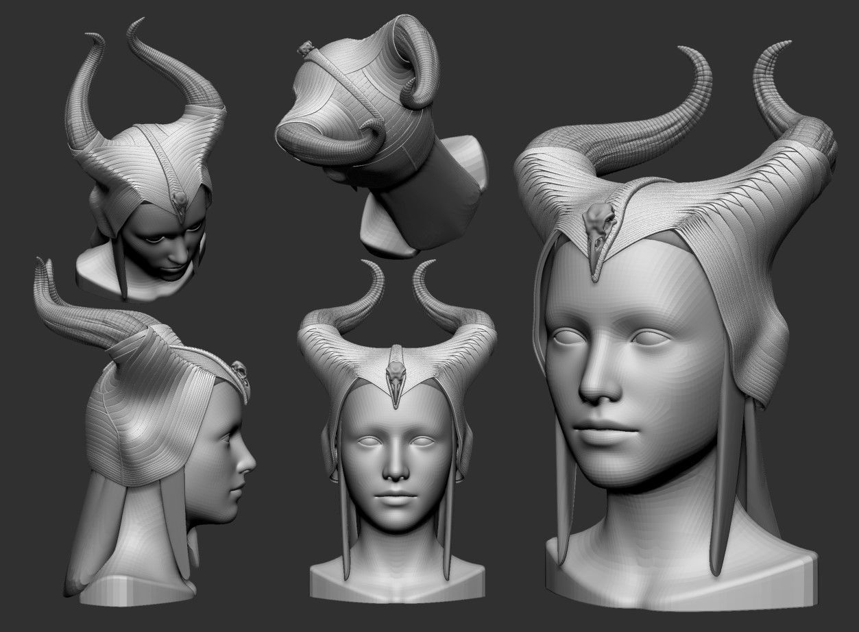 Maleficent 2 Horns Helmet Stl Files 3D Printing Evil Queen 3D print model_1