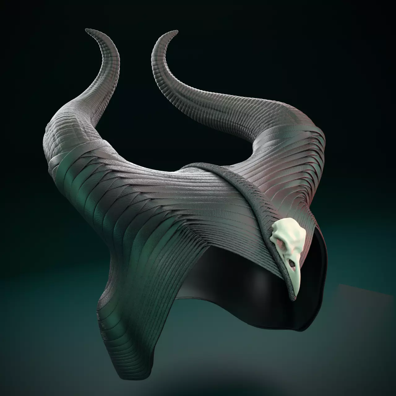 Maleficent 2 Horns Helmet Stl Files 3D Printing Evil Queen 3D print model_0