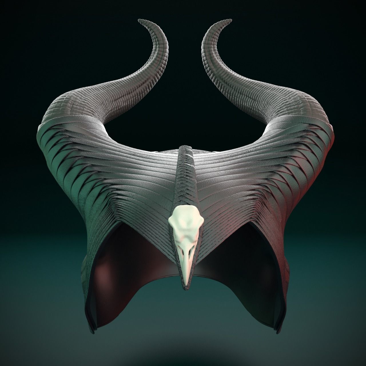 Maleficent 2 Horns Helmet Stl Files 3D Printing Evil Queen 3D print model_3