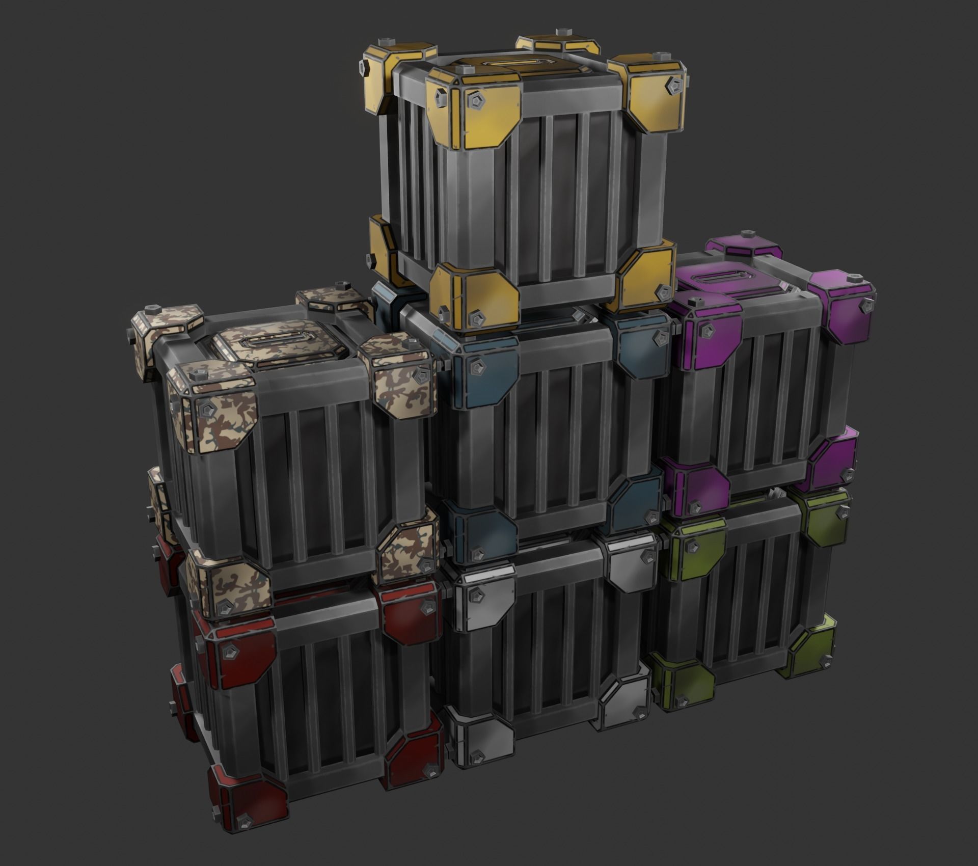 Sci-fi crate Low-poly 3D model_10