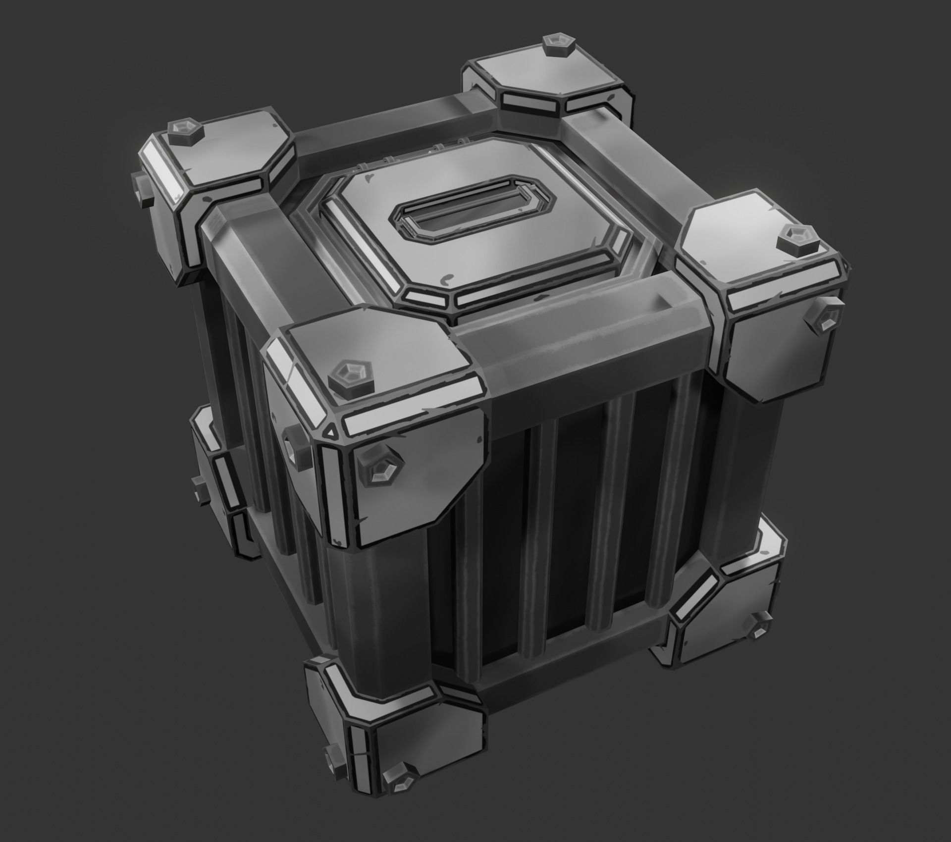 Sci-fi crate Low-poly 3D model_7