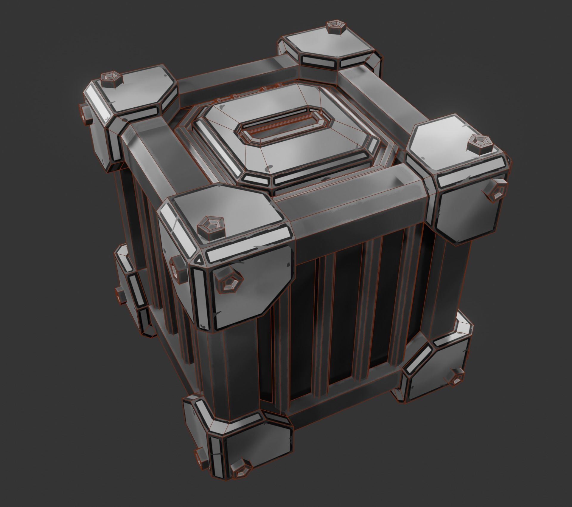 Sci-fi crate Low-poly 3D model_8