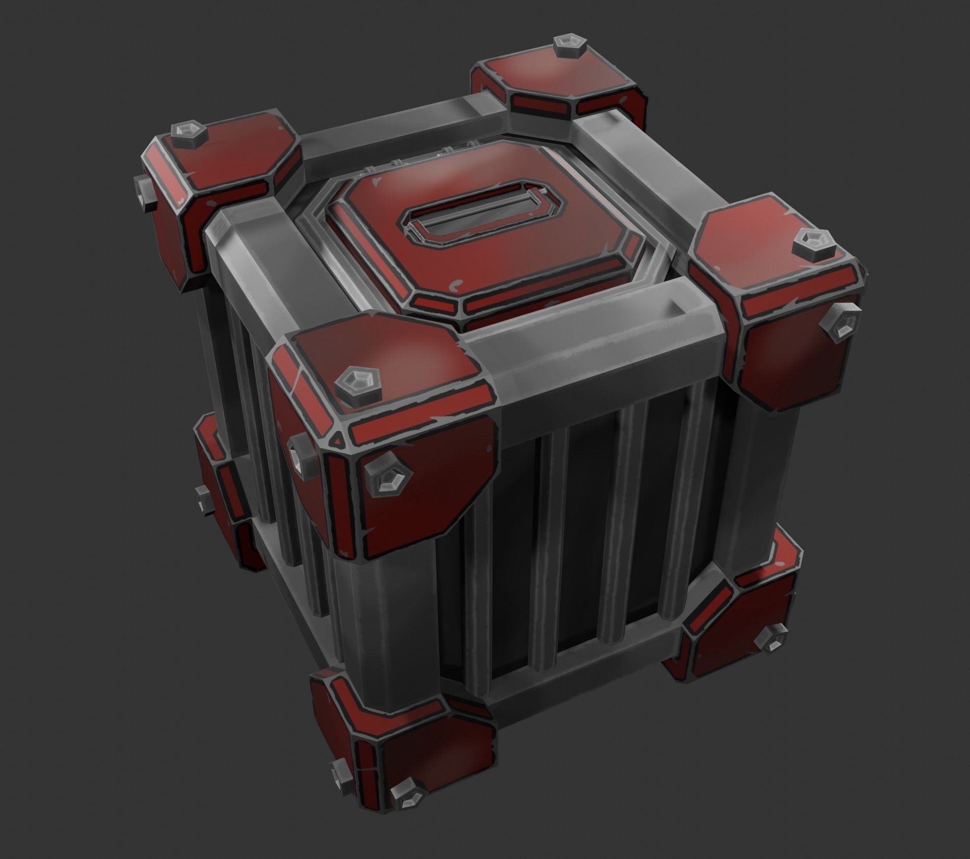 Sci-fi crate Low-poly 3D model_1