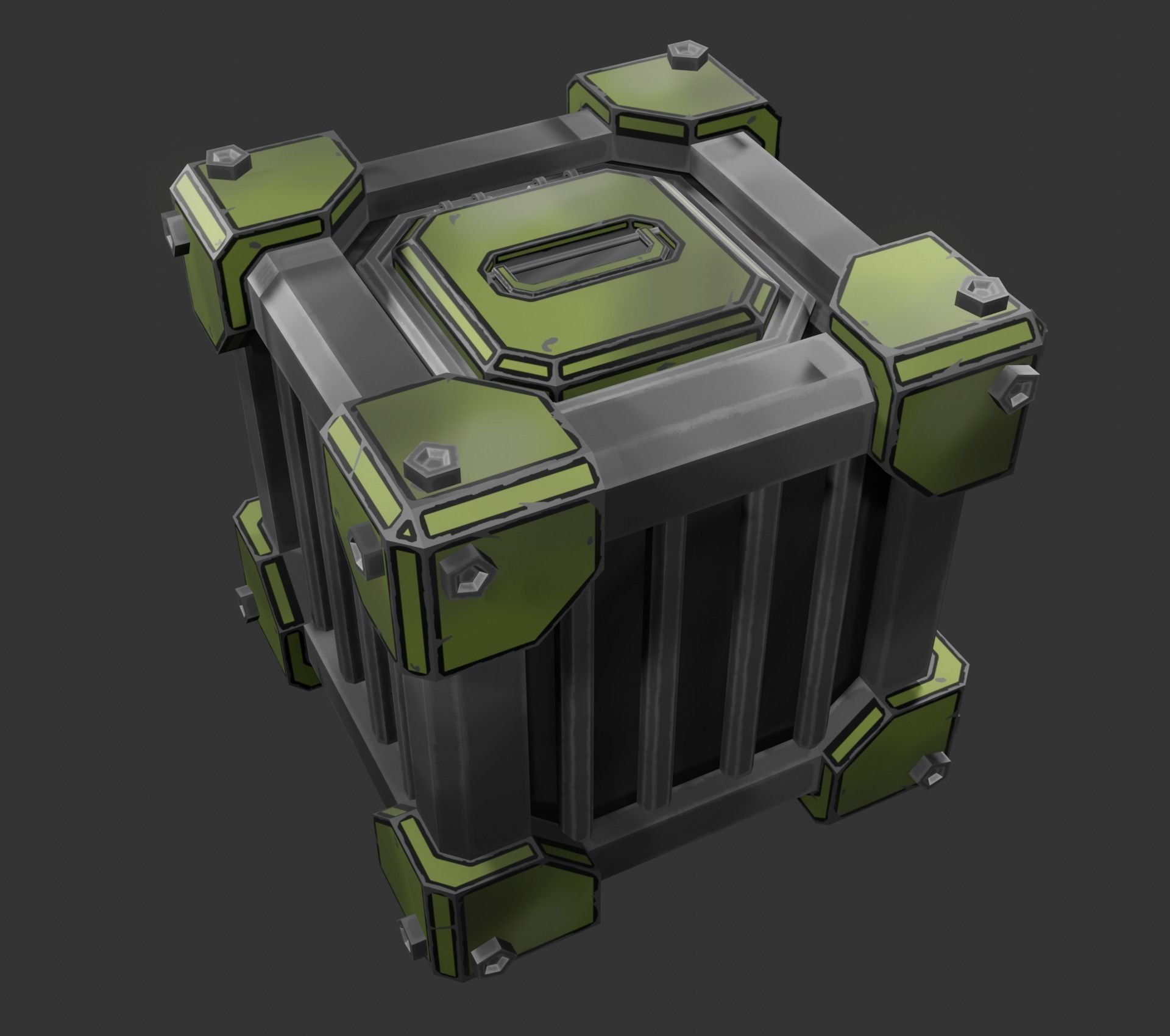 Sci-fi crate Low-poly 3D model_2