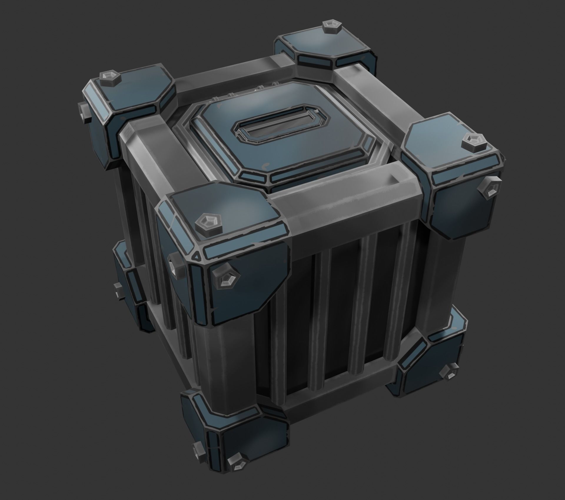 Sci-fi crate Low-poly 3D model_3