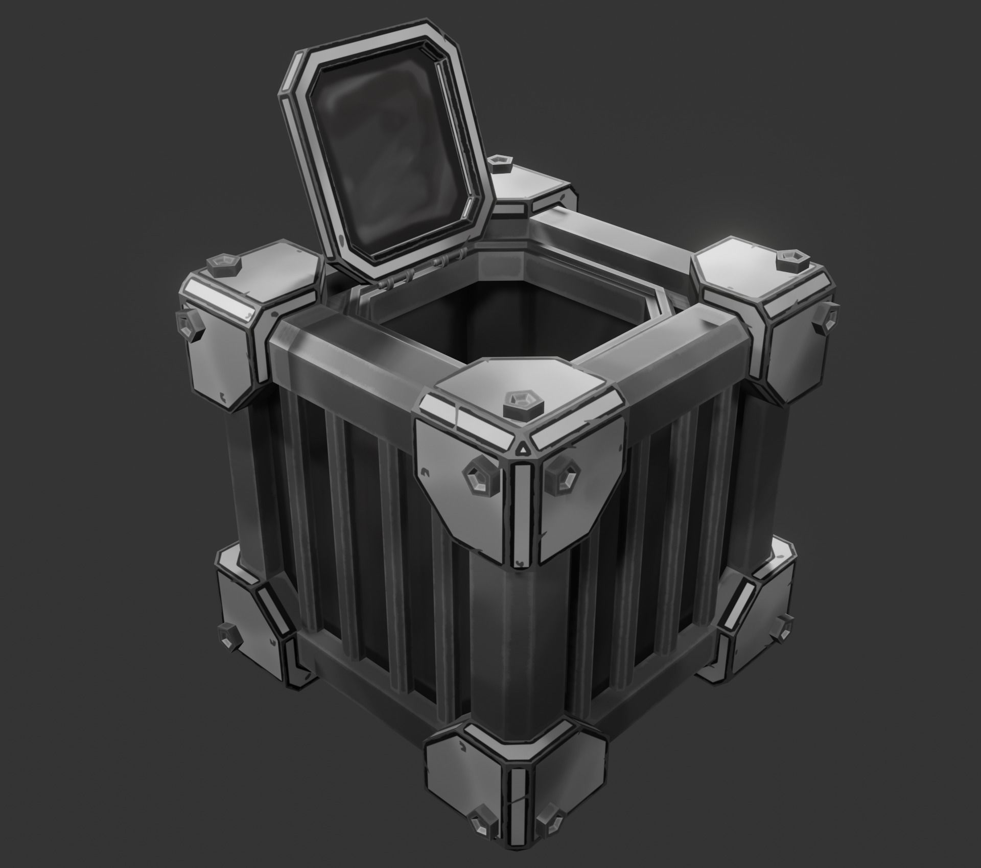 Sci-fi crate Low-poly 3D model_9