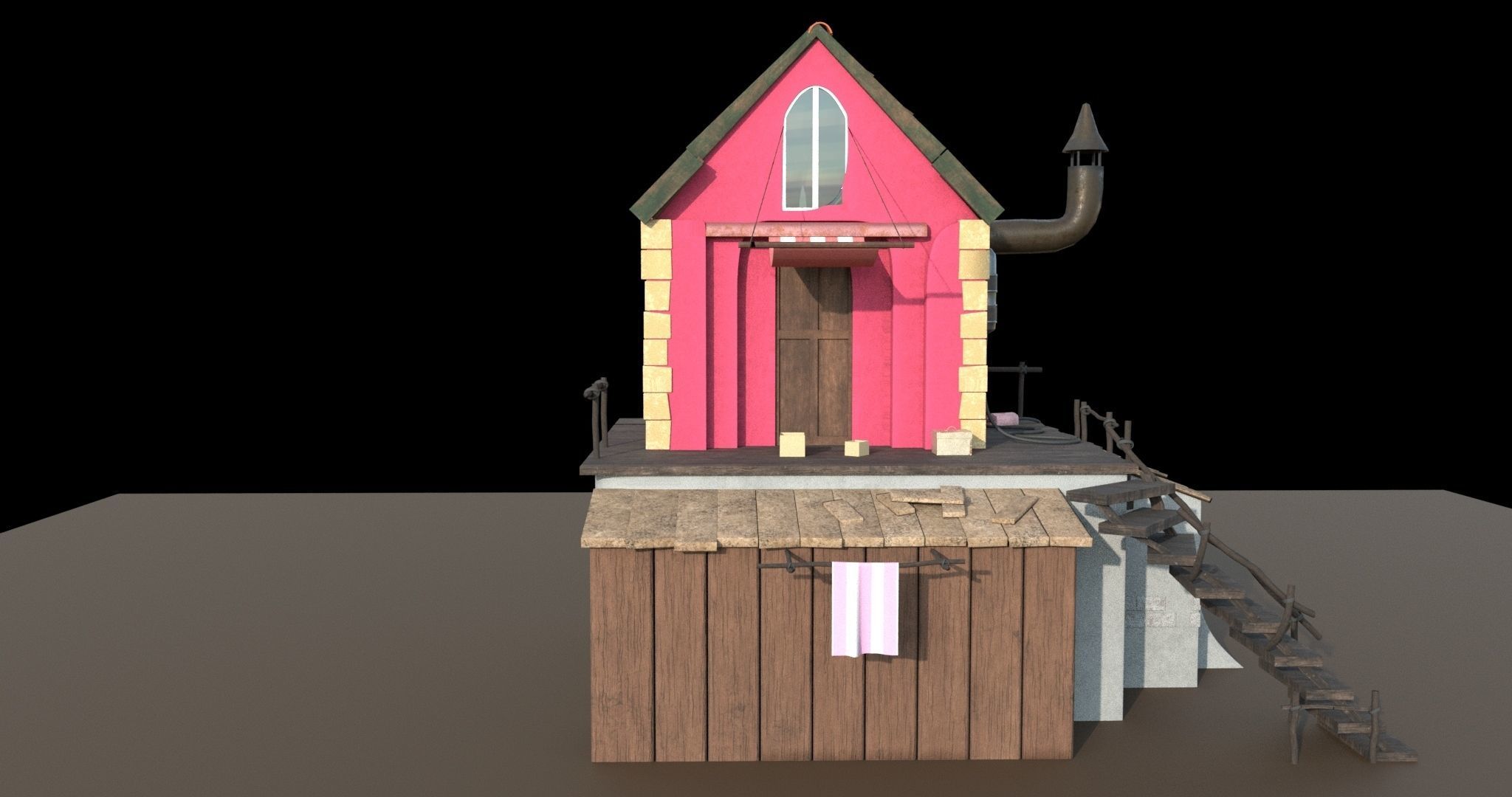 home for game Low-poly 3D model_1