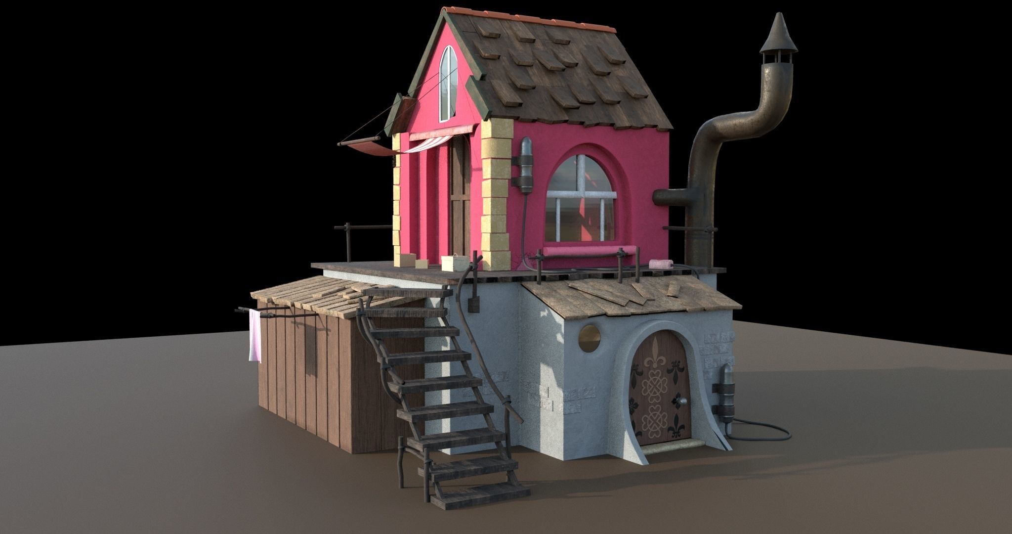 home for game Low-poly 3D model_2