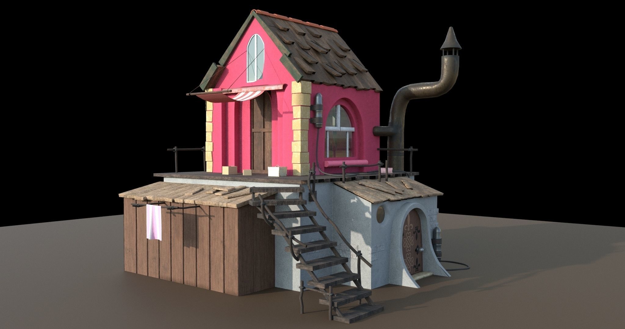 home for game Low-poly 3D model_4