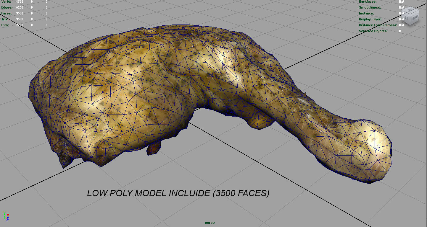 Chicken Thigh Low-poly 3D model_6