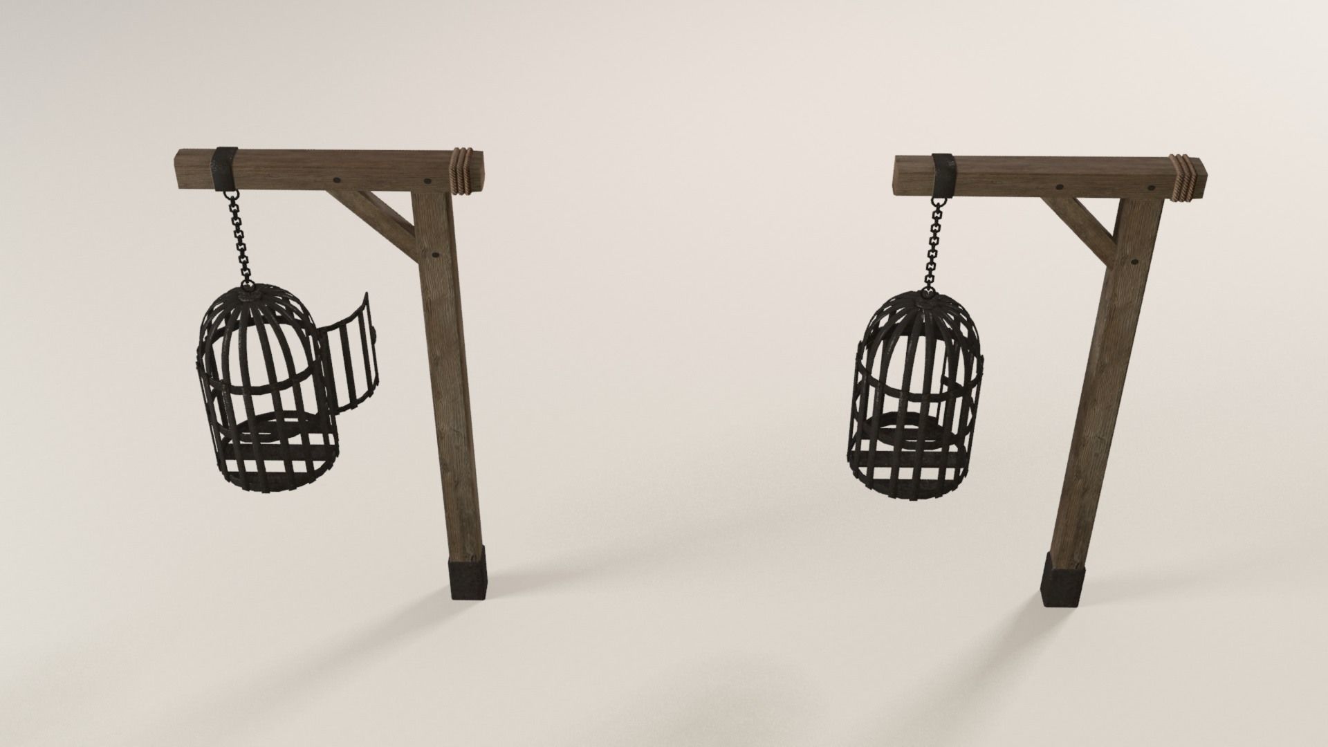 Suspended cage Low-poly 3D model_6