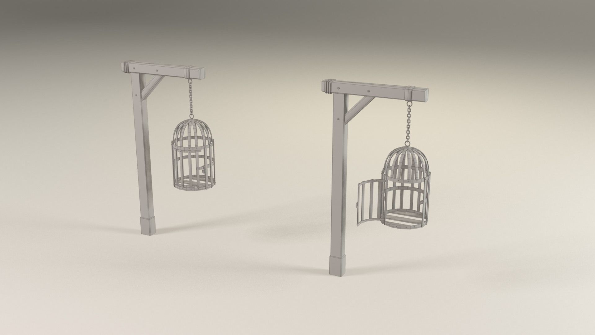Suspended cage Low-poly 3D model_8