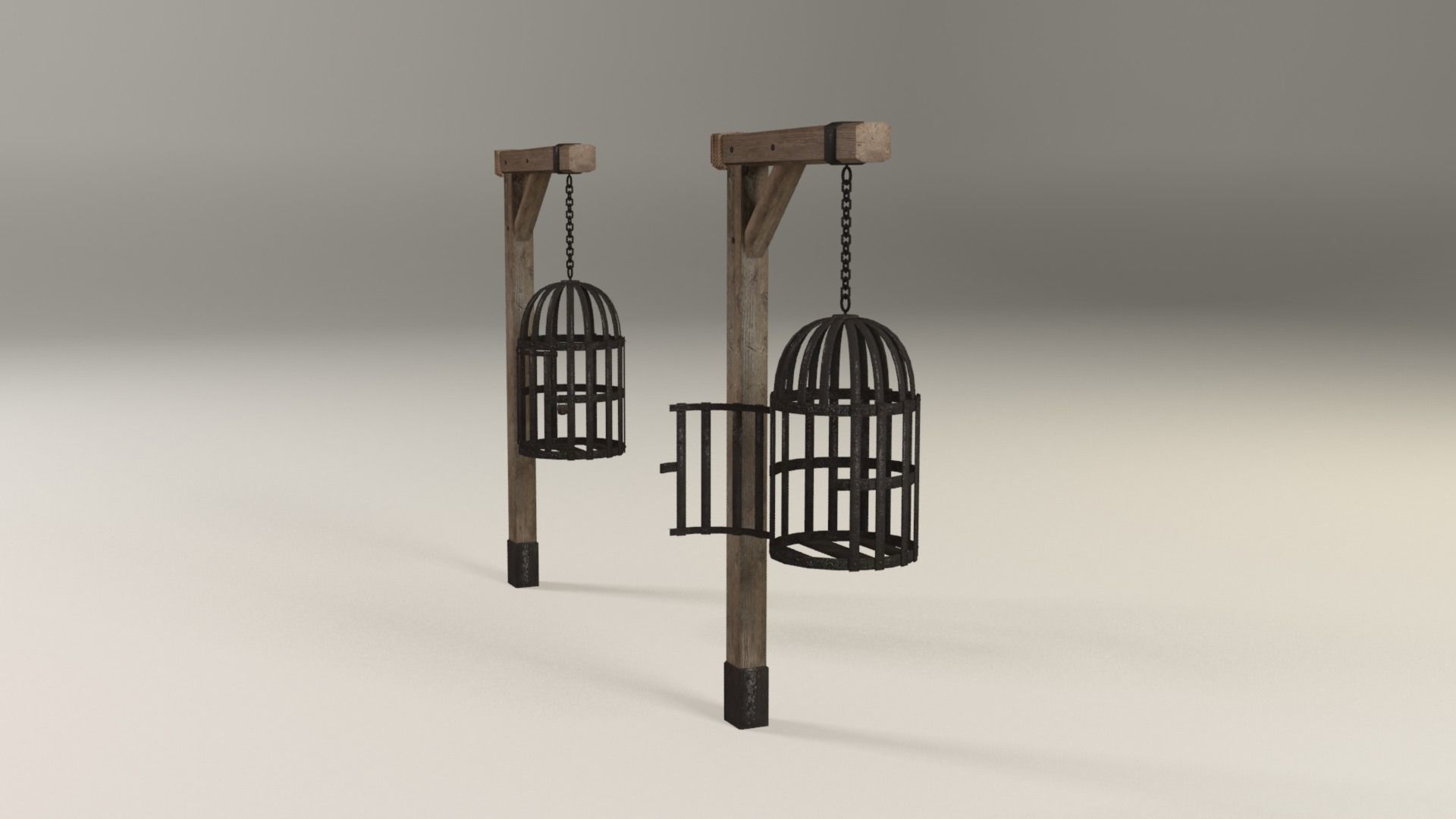 Suspended cage Low-poly 3D model_5