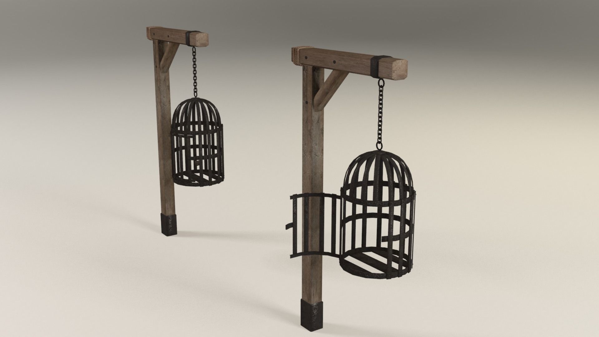 Suspended cage Low-poly 3D model_3