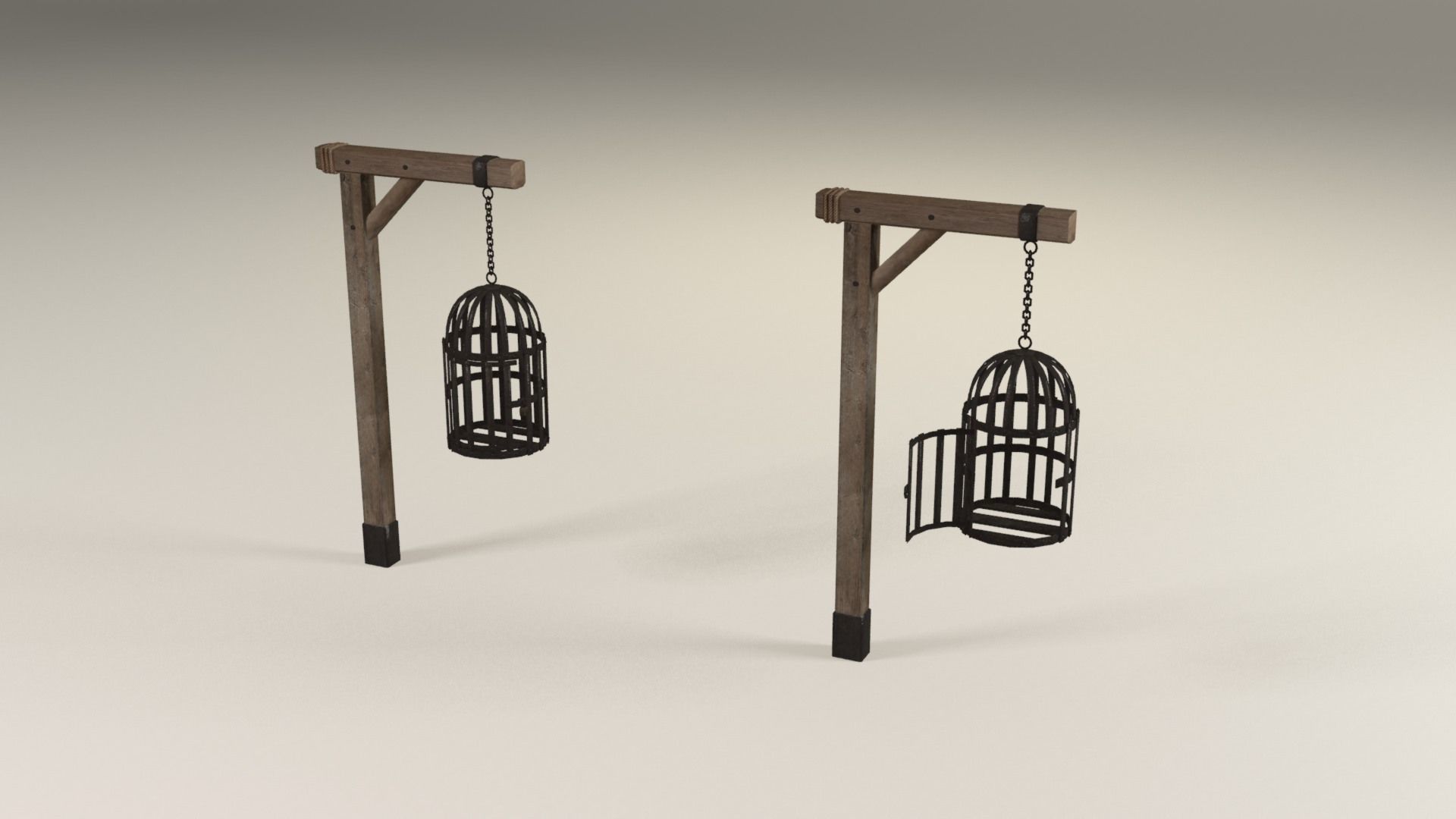 Suspended cage Low-poly 3D model_1