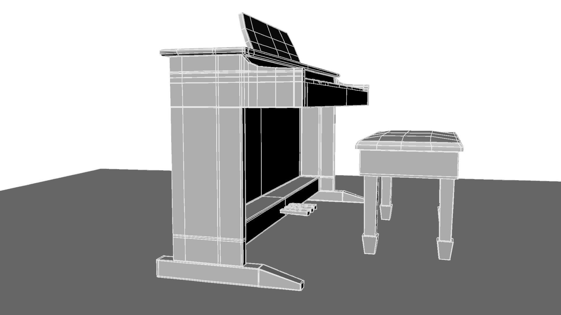 Paino piano with stool 3D model_27