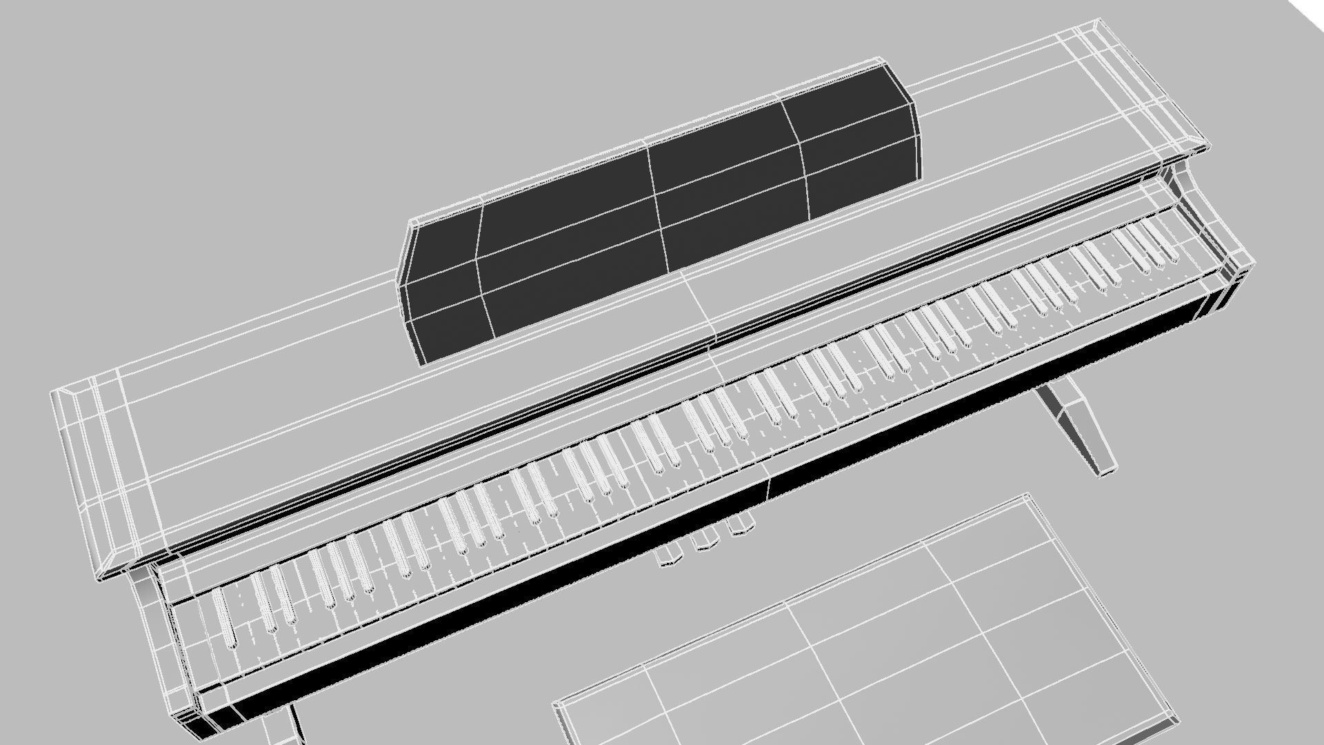 Paino piano with stool 3D model_30