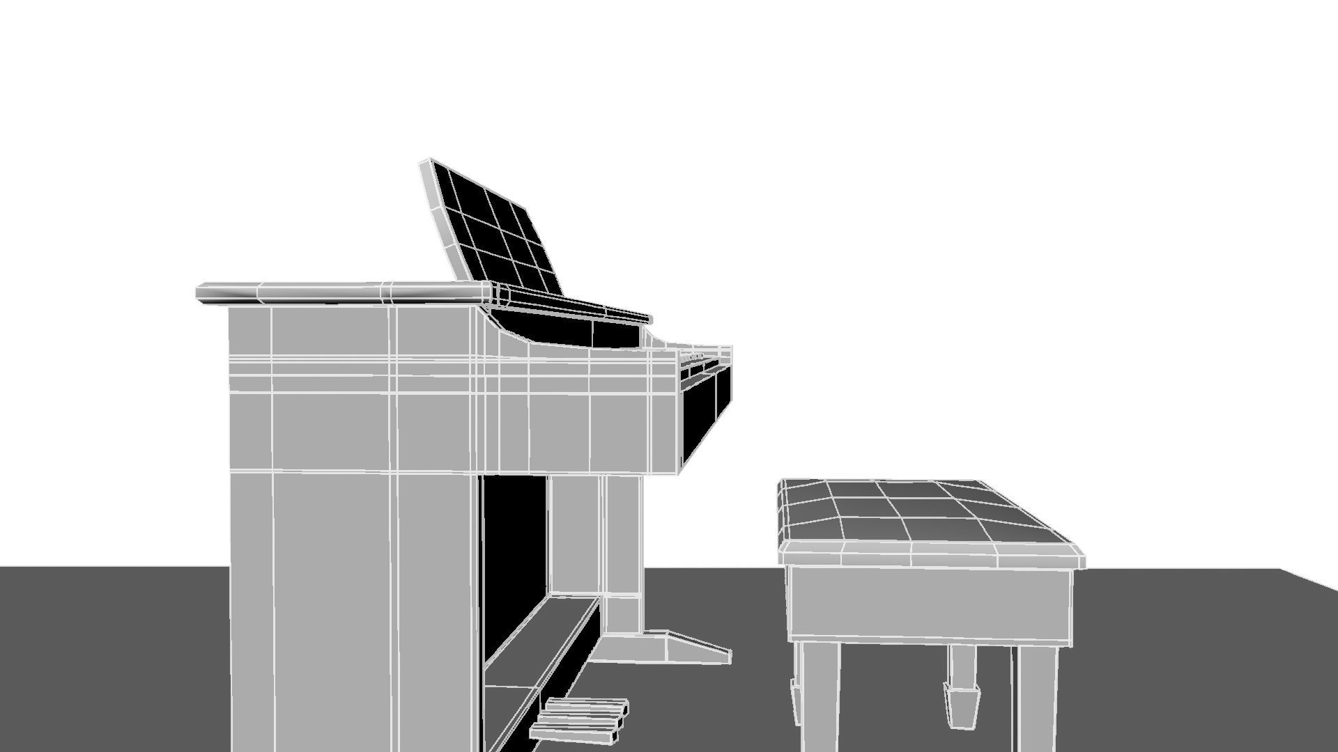 Paino piano with stool 3D model_37