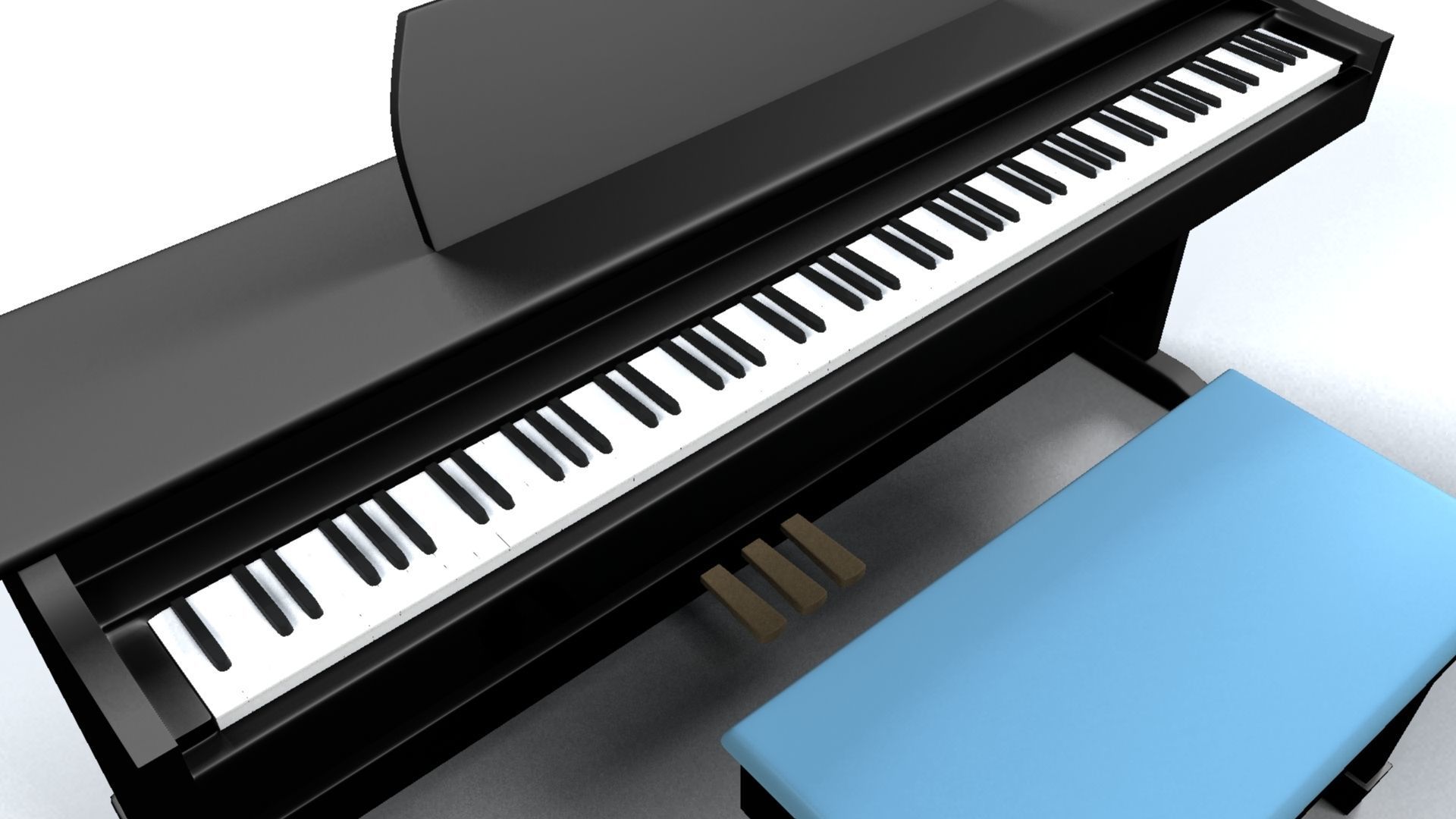 Paino piano with stool 3D model_44