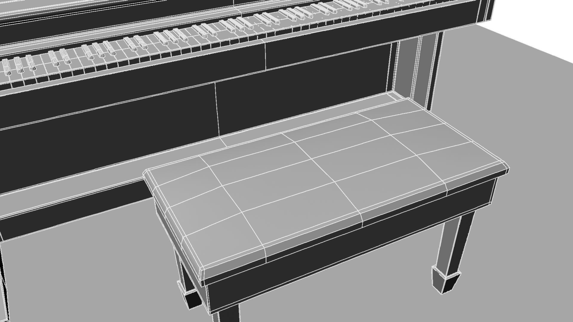Paino piano with stool 3D model_38