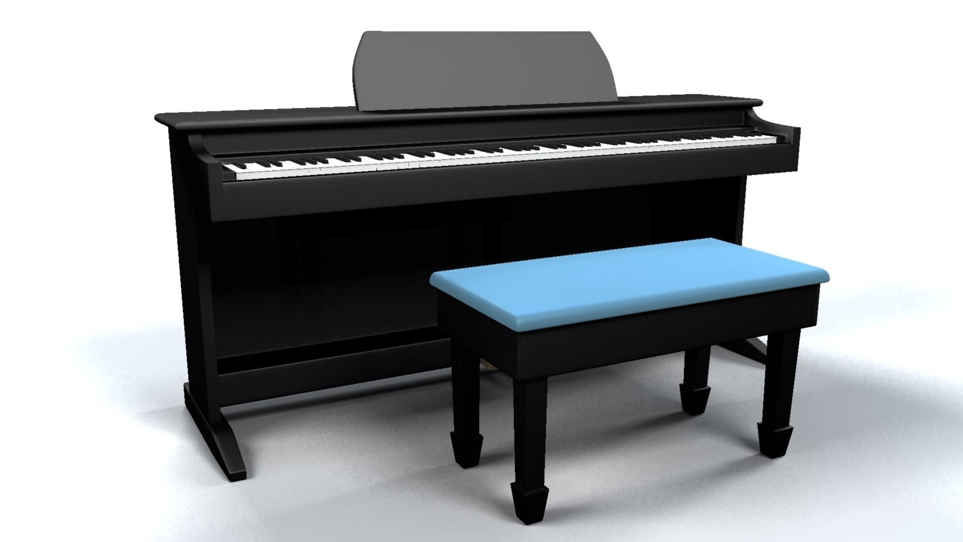 Paino piano with stool 3D model_12
