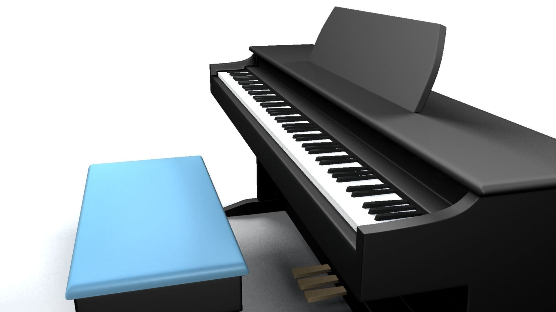 Paino piano with stool 3D model_5