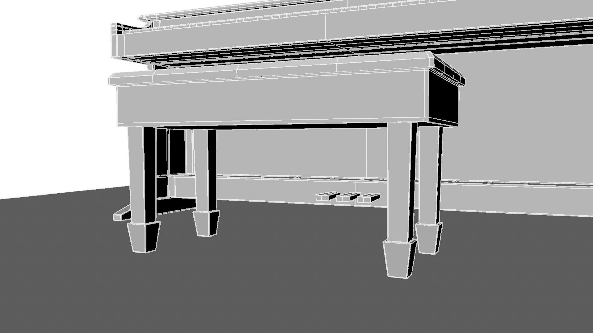 Paino piano with stool 3D model_32