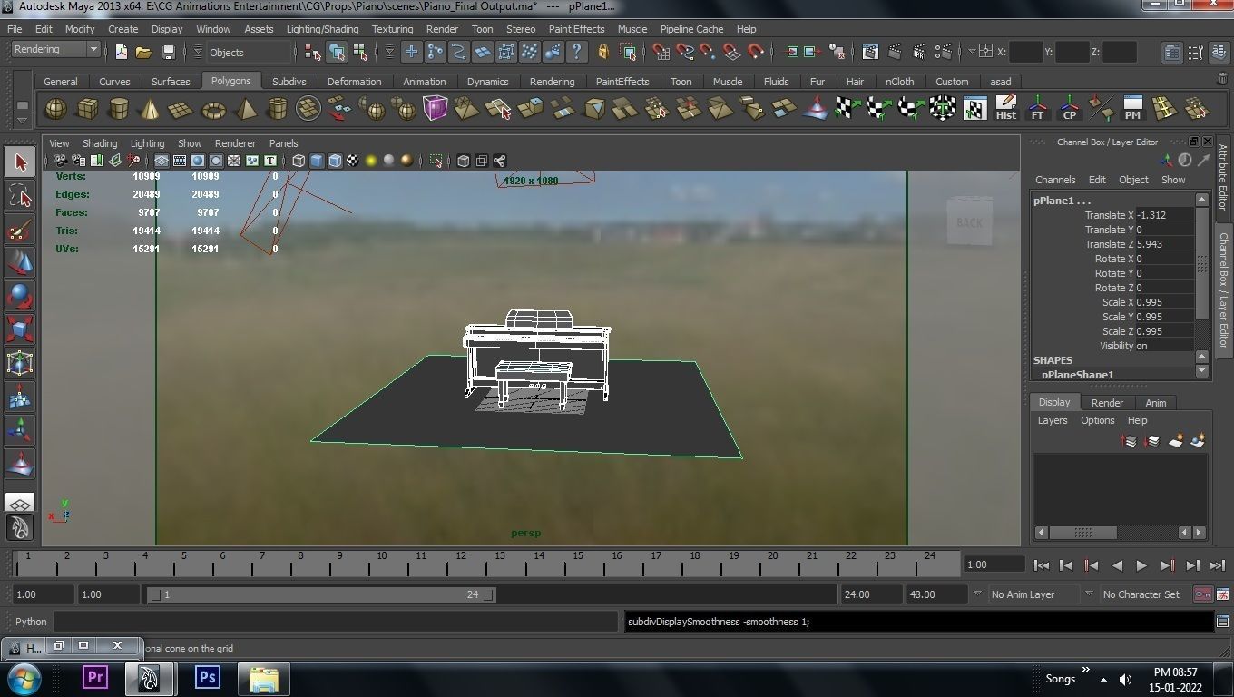 Paino piano with stool 3D model_43