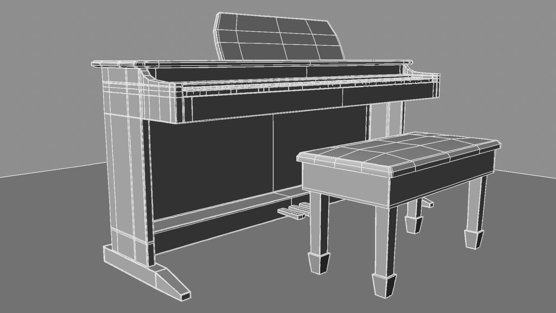 Paino piano with stool 3D model_26