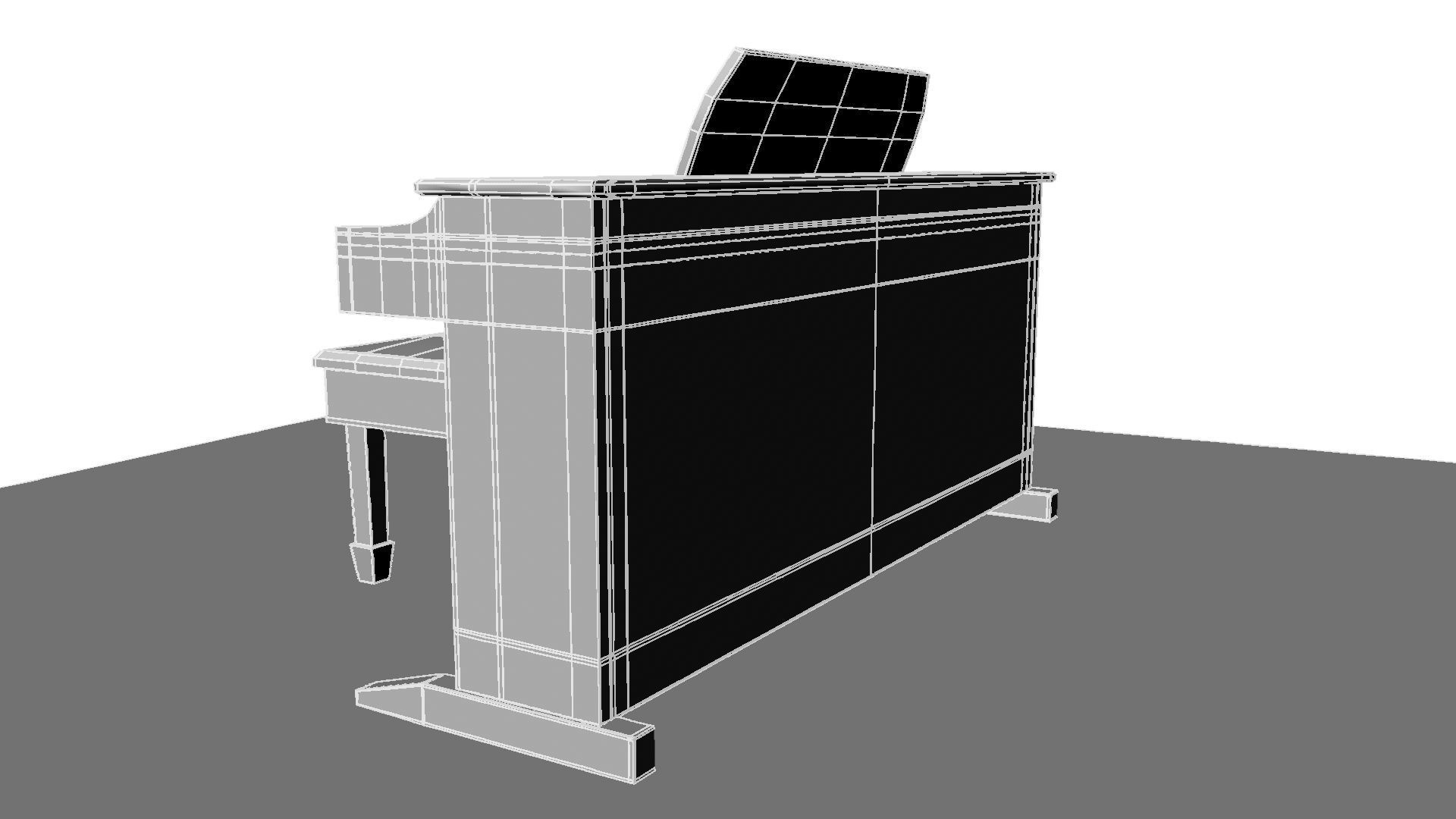 Paino piano with stool 3D model_29