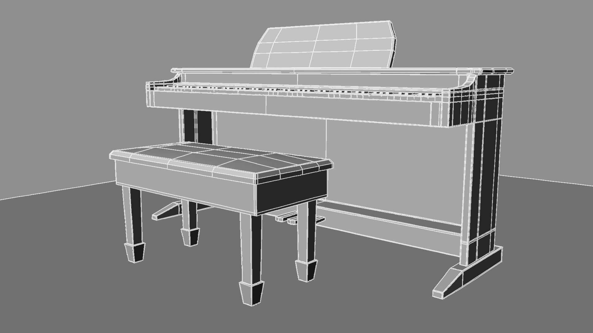 Paino piano with stool 3D model_25
