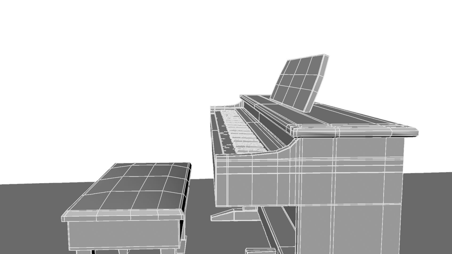 Paino piano with stool 3D model_36