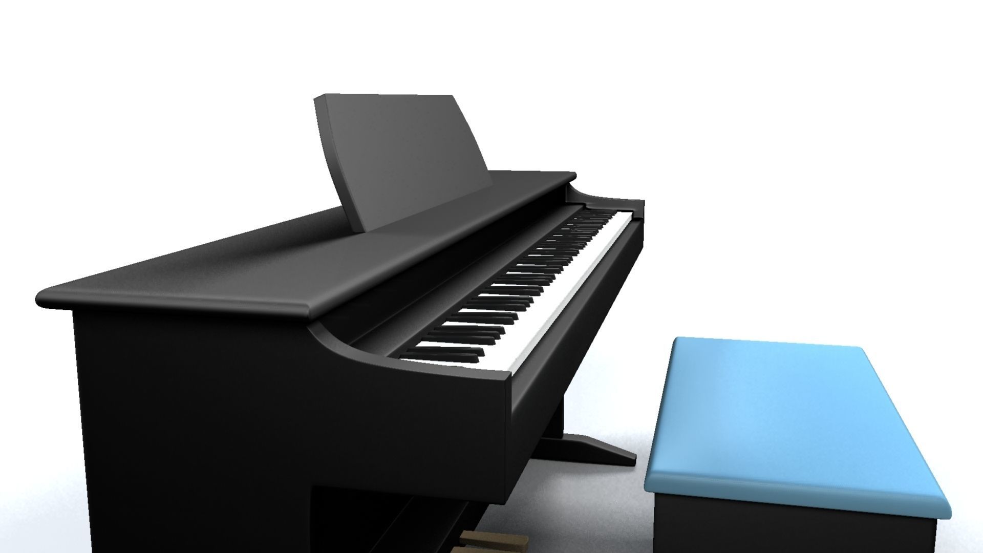 Paino piano with stool 3D model_6