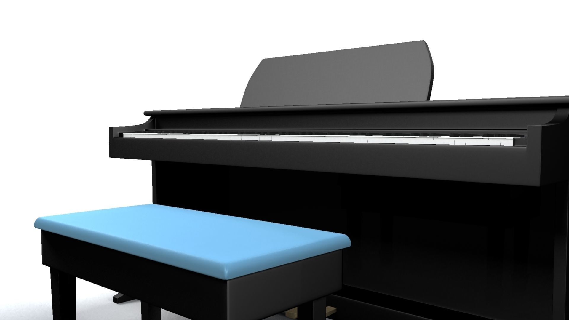 Paino piano with stool 3D model_9