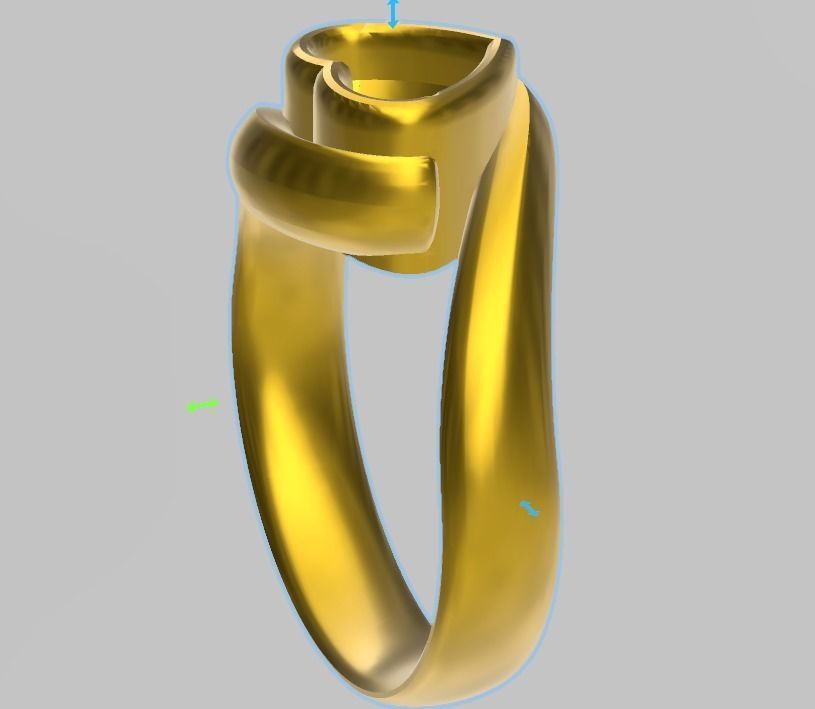 1 to 13 US Sizes Heart twin shank ring stl verified  3D print model_3