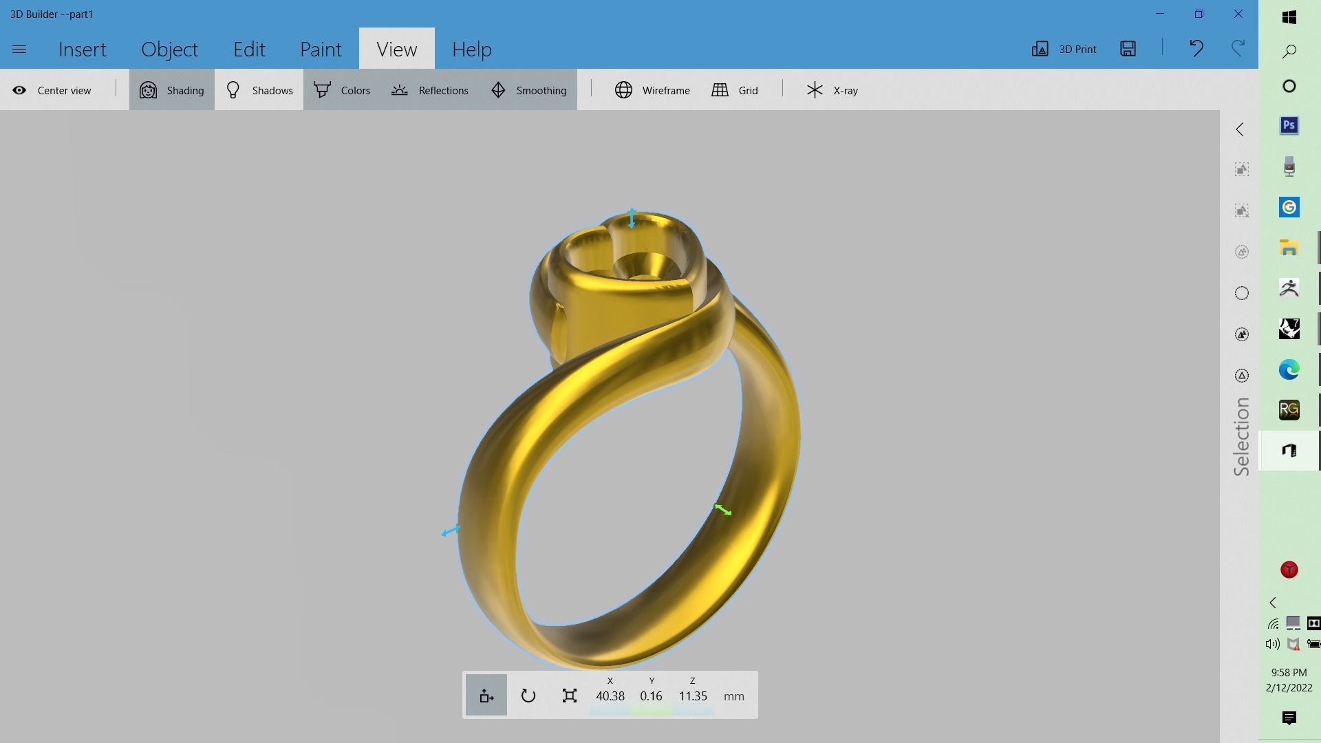 1 to 13 US Sizes Heart twin shank ring stl verified  3D print model_2