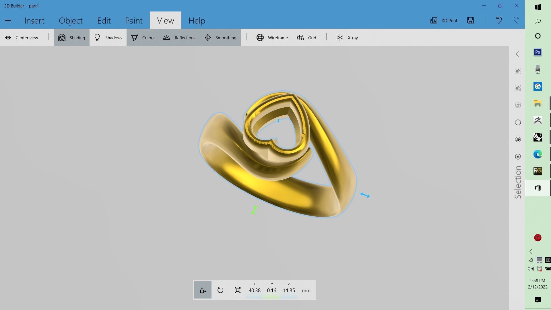 1 to 13 US Sizes Heart twin shank ring stl verified  3D print model_6