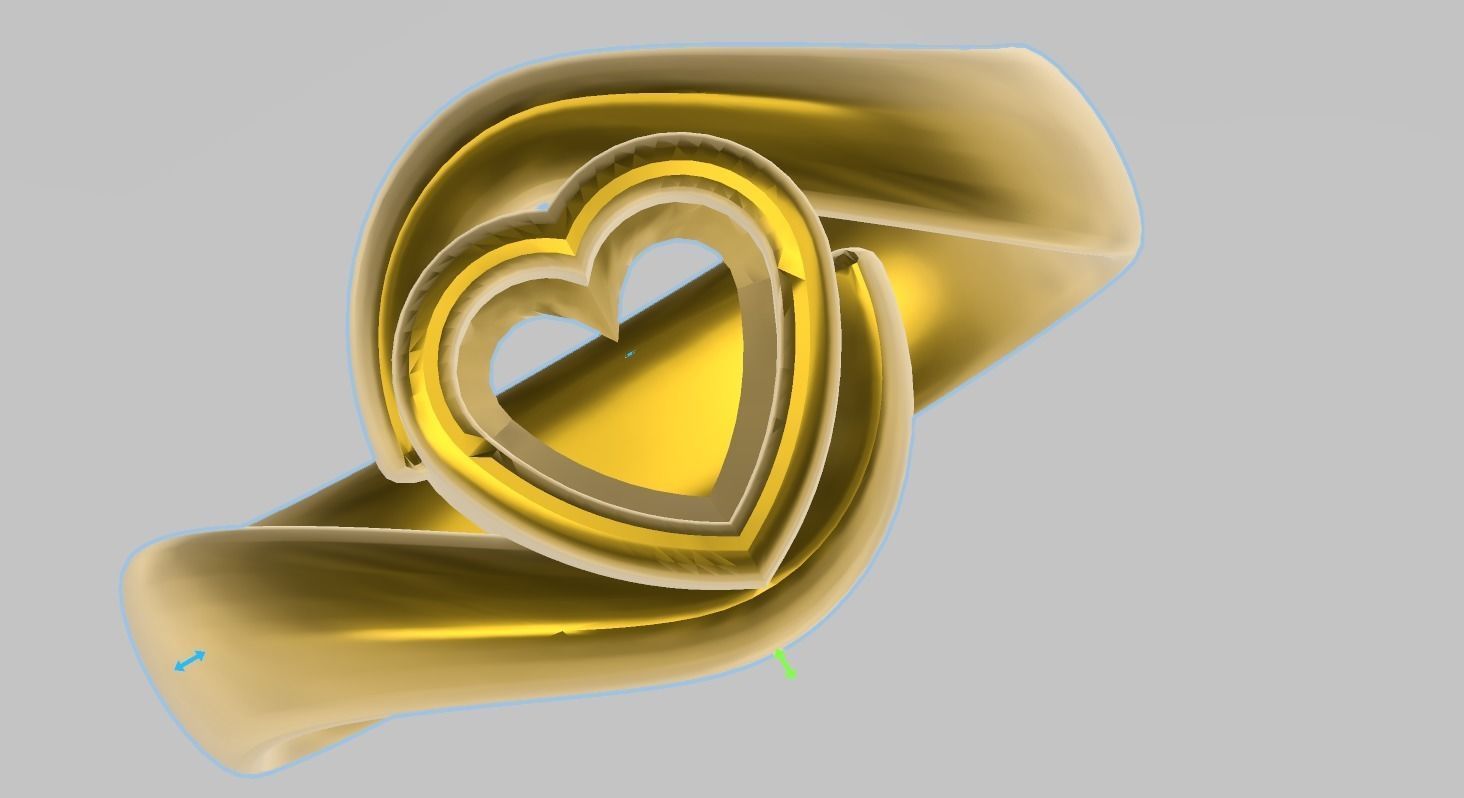 1 to 13 US Sizes Heart twin shank ring stl verified  3D print model_1
