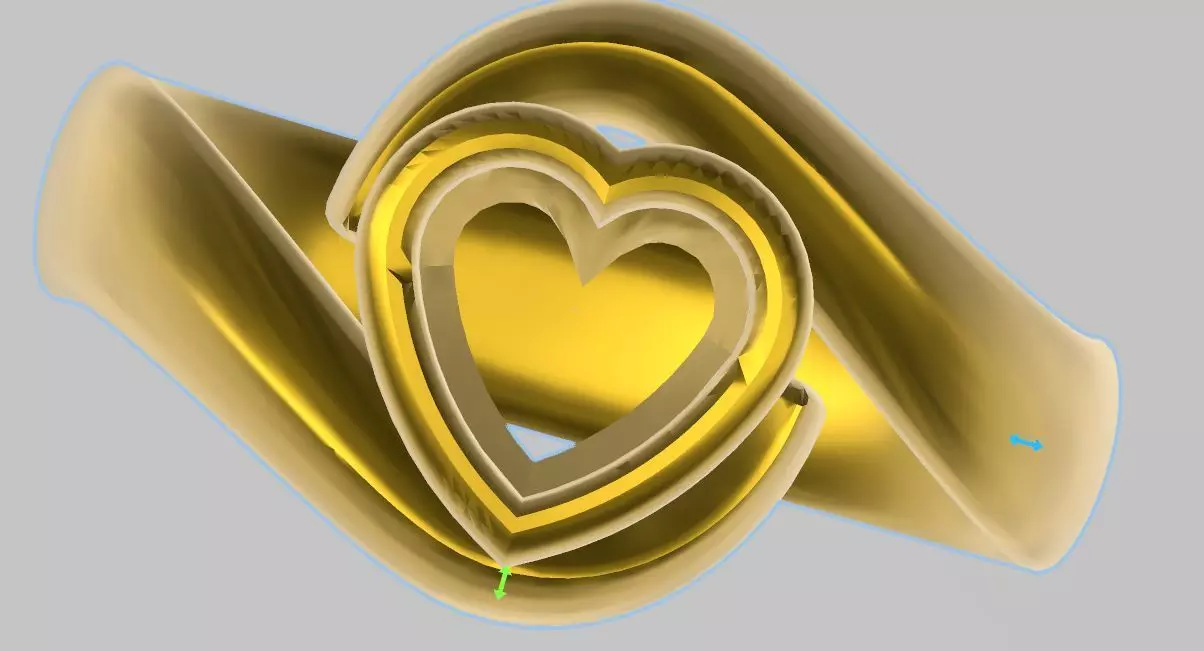 1 to 13 US Sizes Heart twin shank ring stl verified  3D print model_0