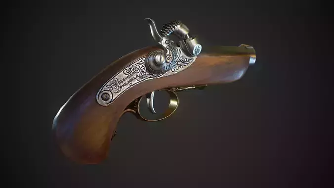Antique pistol Derringer Philadelphia  Low-poly 3D model