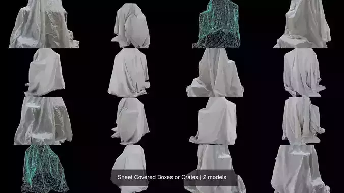Sheet Covered Boxes or Crates Low Poly Game Ready Scanned 3D Model Collection