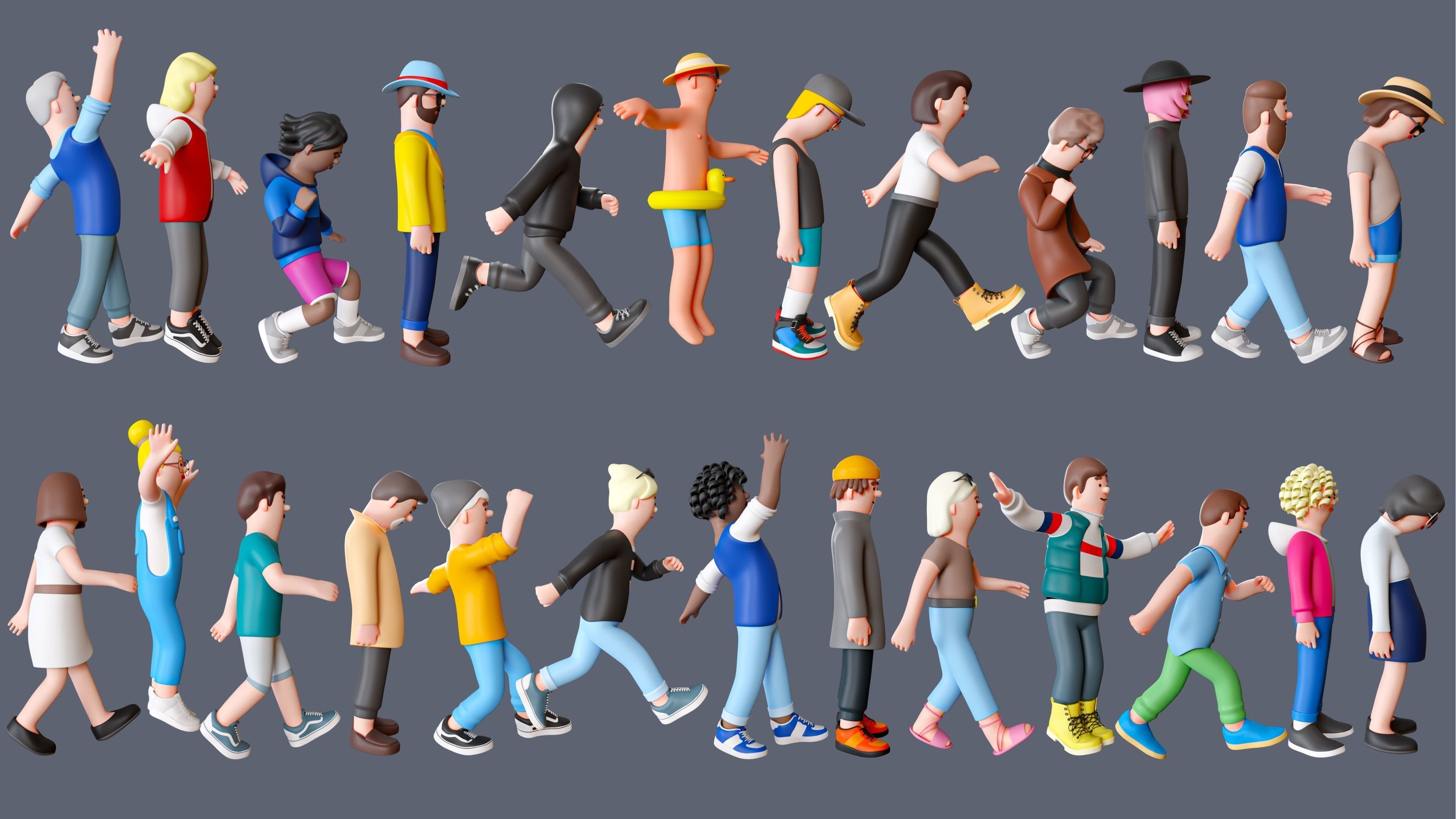 Cartoon Characters Low-poly 3D model_2