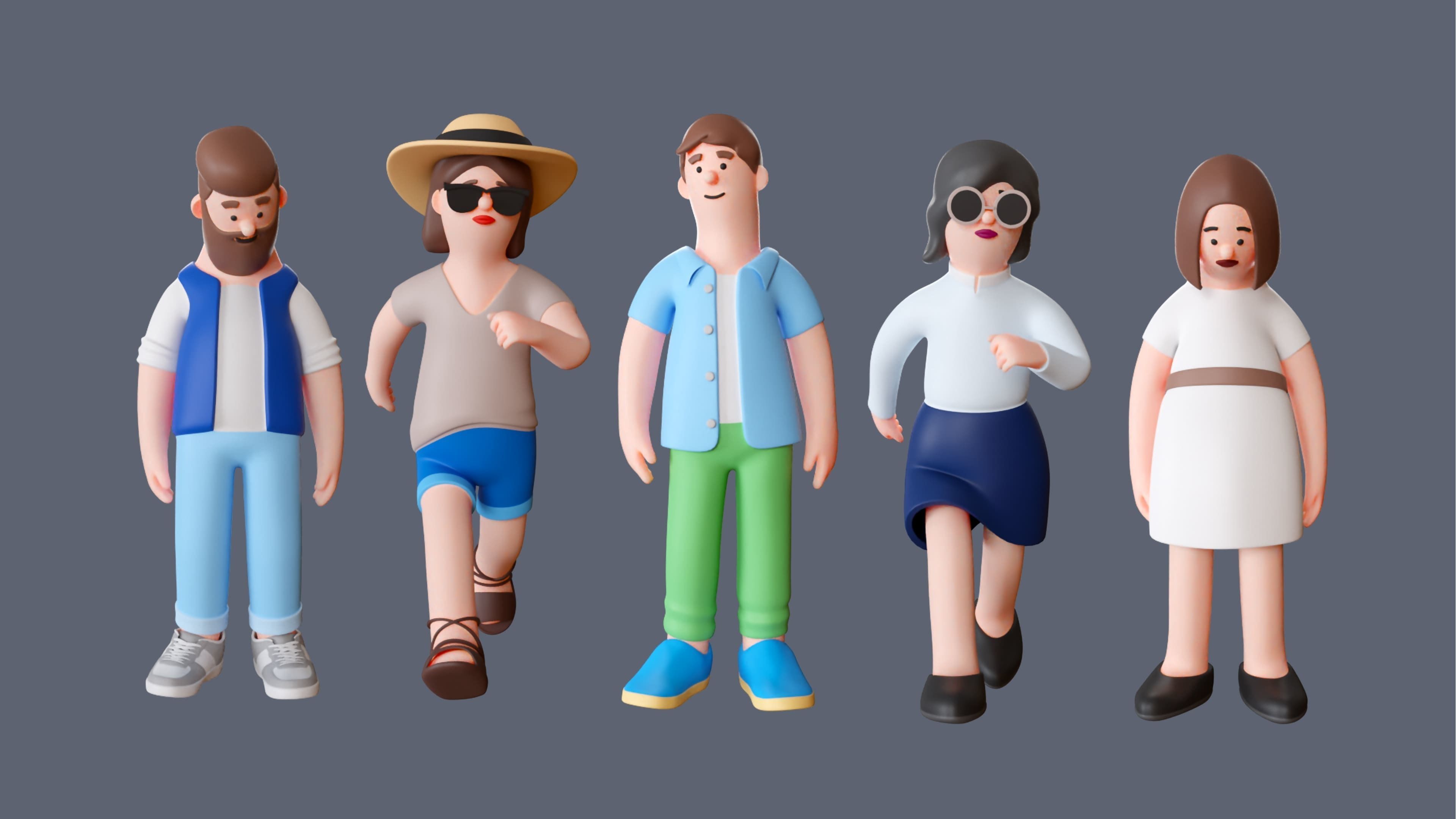 Cartoon Characters Low-poly 3D model_6